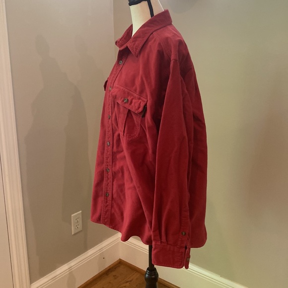Mens Eddie Bauer red flannel chamois button down soft layering workwear - Picture 3 of 6